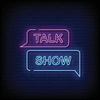 talk show insegne al neon stile testo vettoriale