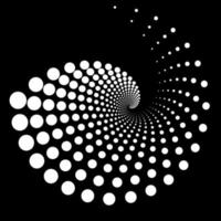 sfondo di puntini bianchi a spirale di design. astratto sfondo monocromatico. illustrazione di arte vettoriale.