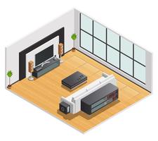 Living Room Interior Isometric View Poster vettore