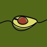avocado frutta oneline linea continua arte premium vector