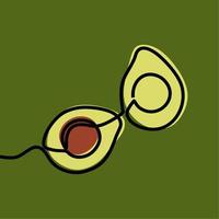 avocado frutta oneline linea continua arte premium vector