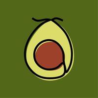 avocado frutta oneline linea continua arte premium vector