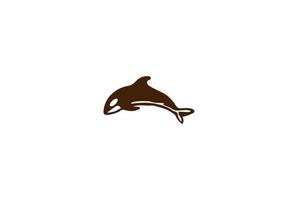 vettore di disegno del logo del pesce delfino dell'orca che salta balena killer