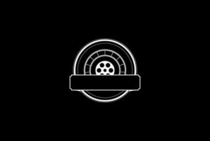 vettore di design del logo della produzione di film della bobina di strisce di film cinema vintage retrò