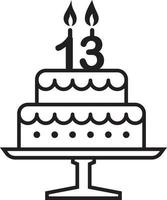 torta di compleanno 13 anni vettore