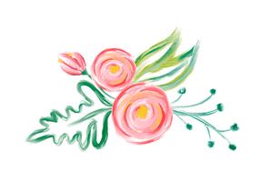 Mazzo di fiori di vettore dell&#39;acquerello di primavera carina. Illustrazione isolata di arte per la progettazione di festa o di nozze, Rose disegnate a mano della pittura