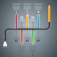 Matita, lampadina - affari, educazione infografica. vettore