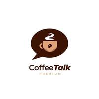 illustrazione dell'icona del logo del podcast di conversazione di caffè caldo vintage vettore