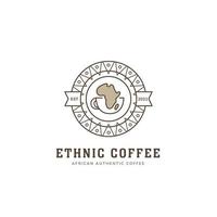 logo caffè etnico africano in stile icona distintivo rotondo con decorazione motivo etnico tribù vettore