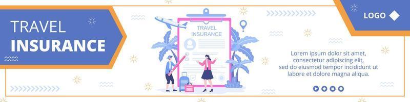 illustrazione di design piatto modello banner assicurazione viaggio modificabile di sfondo quadrato adatto per social media, biglietto di auguri e annunci internet web vettore