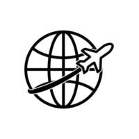 icone della linea di terra e aereo. simbolo del tour e del viaggio. modello di disegno vettoriale