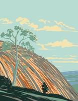 Bald Rock National Park a nord di tenterfield sul confine del Queensland nel Nuovo Galles del Sud Australia wpa locandina vettore