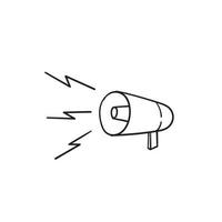 icona dell'altoparlante, icona del megafono illustrazione vettoriale in stile doodle disegnato a mano eps10