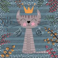 Illustrazione sveglia del fumetto del gatto della principessa. vettore