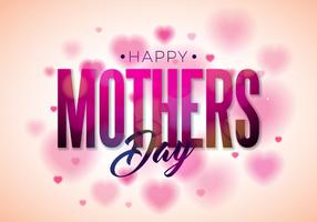 Happy Mothers Day Greeting card design con fiore ed elementi tipografici sullo sfondo del cuore. vettore