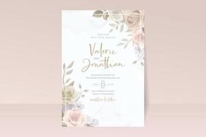 modello di biglietto d'invito bellissime rose vettore