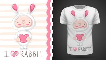 Cute baby rabbit - idea per t-shirt stampata vettore