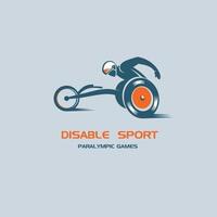 l'atleta disabile su sedia a rotelle. giochi paralimpici. logo vettoriale monocromatico.