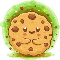 simpatico personaggio dei cartoni animati kawaii con biscotti al cioccolato