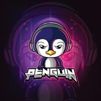 la mascotte del pinguino esport logo design vettore