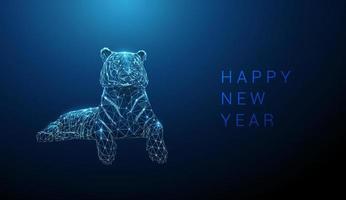 tigre blu astratta. Carta del nuovo anno 2022 vettore