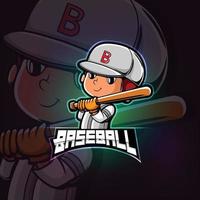 disegno del logo esport della mascotte del baseball vettore