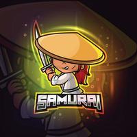 la mascotte del samurai esport logo design vettore