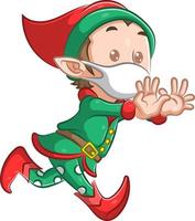 il piccolo elfo con le scarpe rosse sta correndo vettore