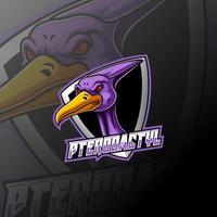 disegno mascotte logo pterodattilo e sport vettore