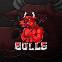 disegno del logo della mascotte sportiva del toro rosso