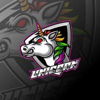 logo mascotte gioco unicorno e sport vettore