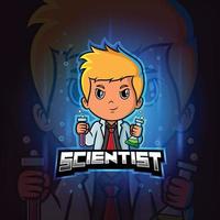 lo scienziato mascotte esport logo design vettore