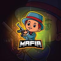 la mascotte della mafia esport logo design vettore