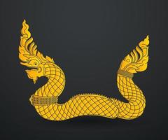 serpente, re naga, praya nark, grande serpente. disegno d'oro. illustrazione vettoriale