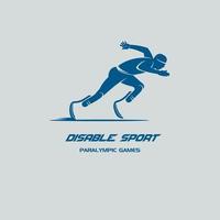 atleta disabile. giochi paralimpici. logo vettoriale monocromatico.