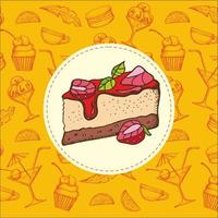 torta in stile vintage doodle. illustrazione vettoriale disegnato a mano.