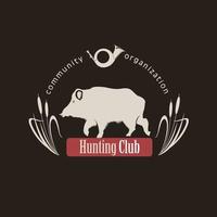 disegno vettoriale logo. emblema di cinghiale per un club di caccia.