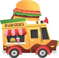 camion di hamburger di cibo dei cartoni animati vettore