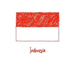 vettore dell'illustrazione del pennarello della bandiera dell'indonesia o dello schizzo a matita