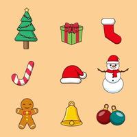 set di simpatici elementi decorativi natalizi e icone.illustrazione vettoriale