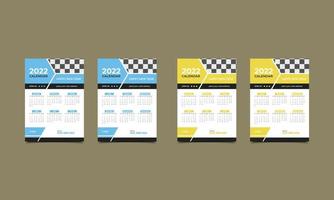 calendario da parete 2022 modello di progettazione. felice anno nuovo 2022 disegno del modello di calendario da parete. illustrazione vettoriale. vettore