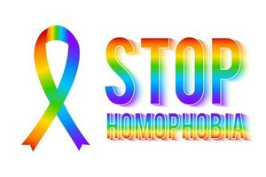 fermare l'omofobia illustrazione vettoriale. nastro arcobaleno. simbolo della comunità lgbt. gay Pride. giornata internazionale contro l'omofobia. modello di progettazione per banner, siti Web, social media ecc. vettore