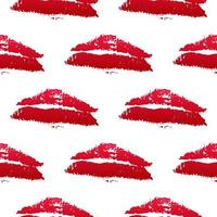 bacio del rossetto rosso senza cuciture su priorità bassa bianca. labbra grunge stampe illustrazione vettoriale. perfetto per cartoline di San Valentino, vestiti, design tessile, carta da regalo, pacchetti di cosmetici, ecc. vettore