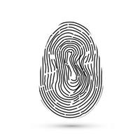 icona di vettore di impronte digitali isolato su scrivere con ombra. sistema di autorizzazione all'accesso di sicurezza. tecnologia biometrica per l'identità della persona. concetto di sistema di identificazione.