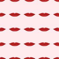 modello senza cuciture realistico labbra sexy rosse su sfondo rosa. bocca della donna. illustrazione vettoriale per etichette di prodotti cosmetici, saloni di bellezza, tessuti e truccatori.