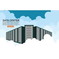 connessione al computer cloud del centro dati che ospita il database del server sincronizza il vettore della tecnologia