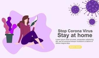 autoprotezione dalla pagina di destinazione del virus corona per banner o web. illustrazione vettoriale