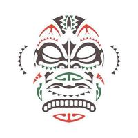 modello maschera colorata polinesiana. antica maschera delle tribù di maya in uno stile piatto. vettore. vettore
