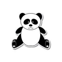 adesivo divertente con un panda. icona del panda in bianco e nero. ottimo per cartoline, libri per bambini e adesivi. vettore. vettore