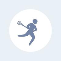 icona del giocatore di lacrosse, segno di lacrosse, icona isolata, pittogramma di lacrosse, simbolo, illustrazione vettoriale